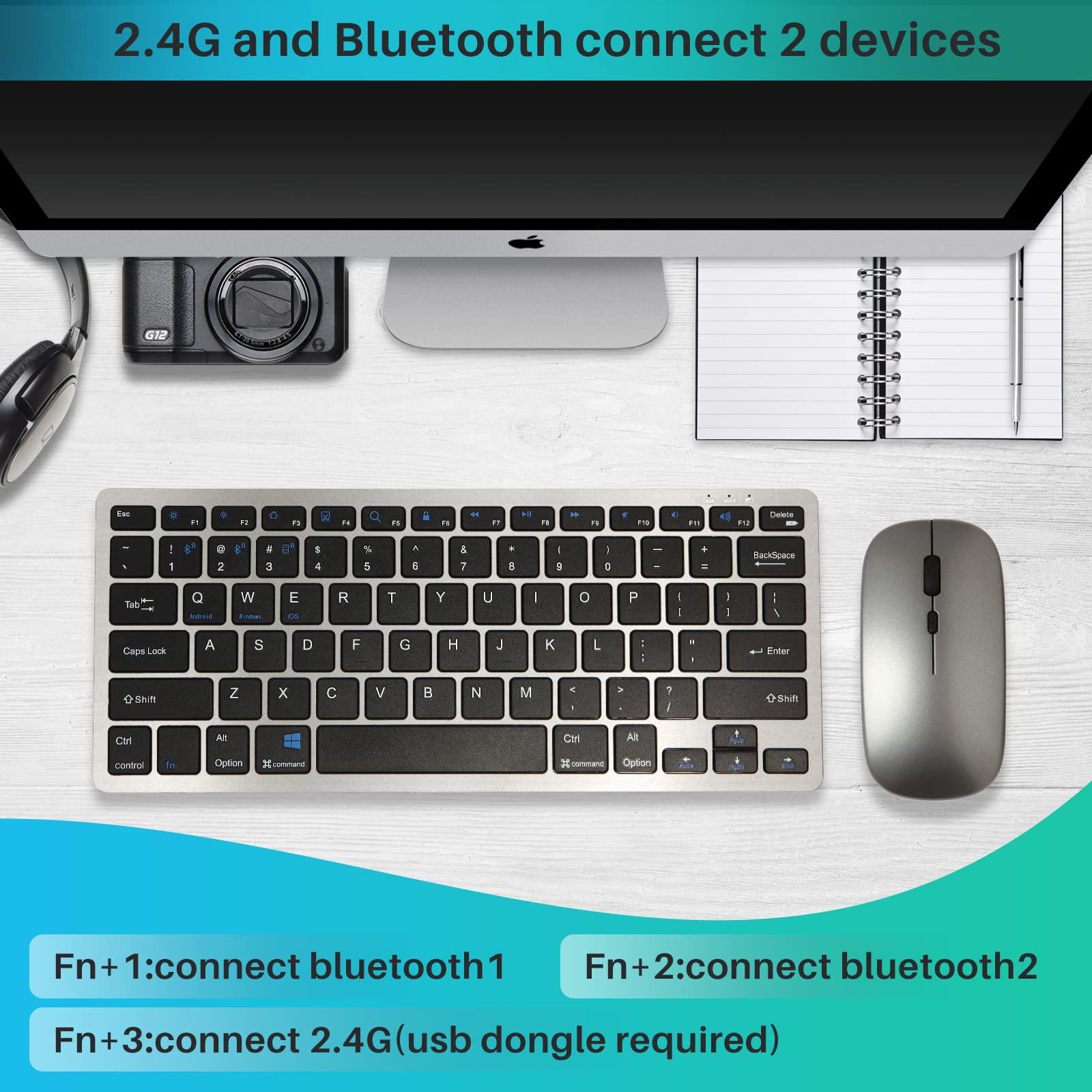 guiheng bluetooth wireless keyboard and mouse combo, ultra thin portable multi-device wireless keyboard and mouse combo for windows, 