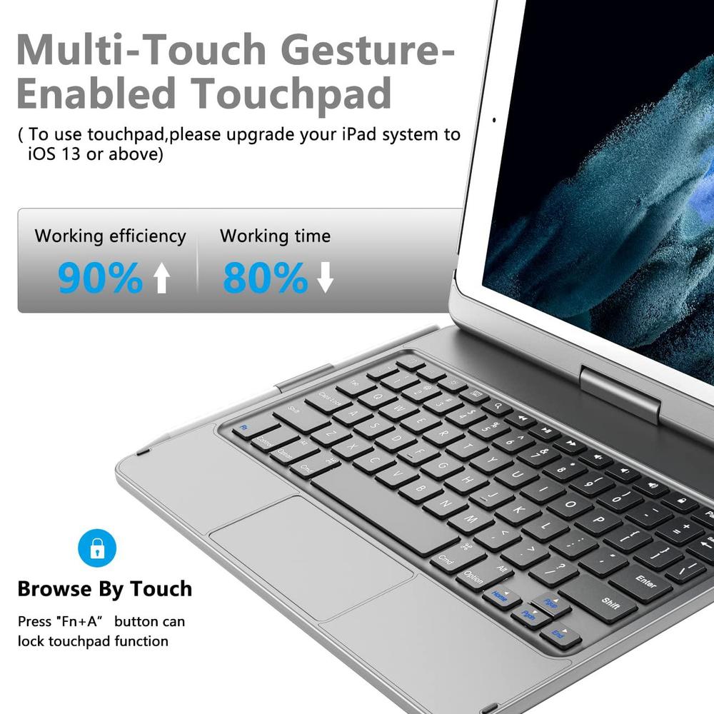 tqq touchpad keyboard case for ipad 10.2 9th/8th/7th gen, keyboard case for ipad 9th generation/8th/7th gen-360 rotatable pro