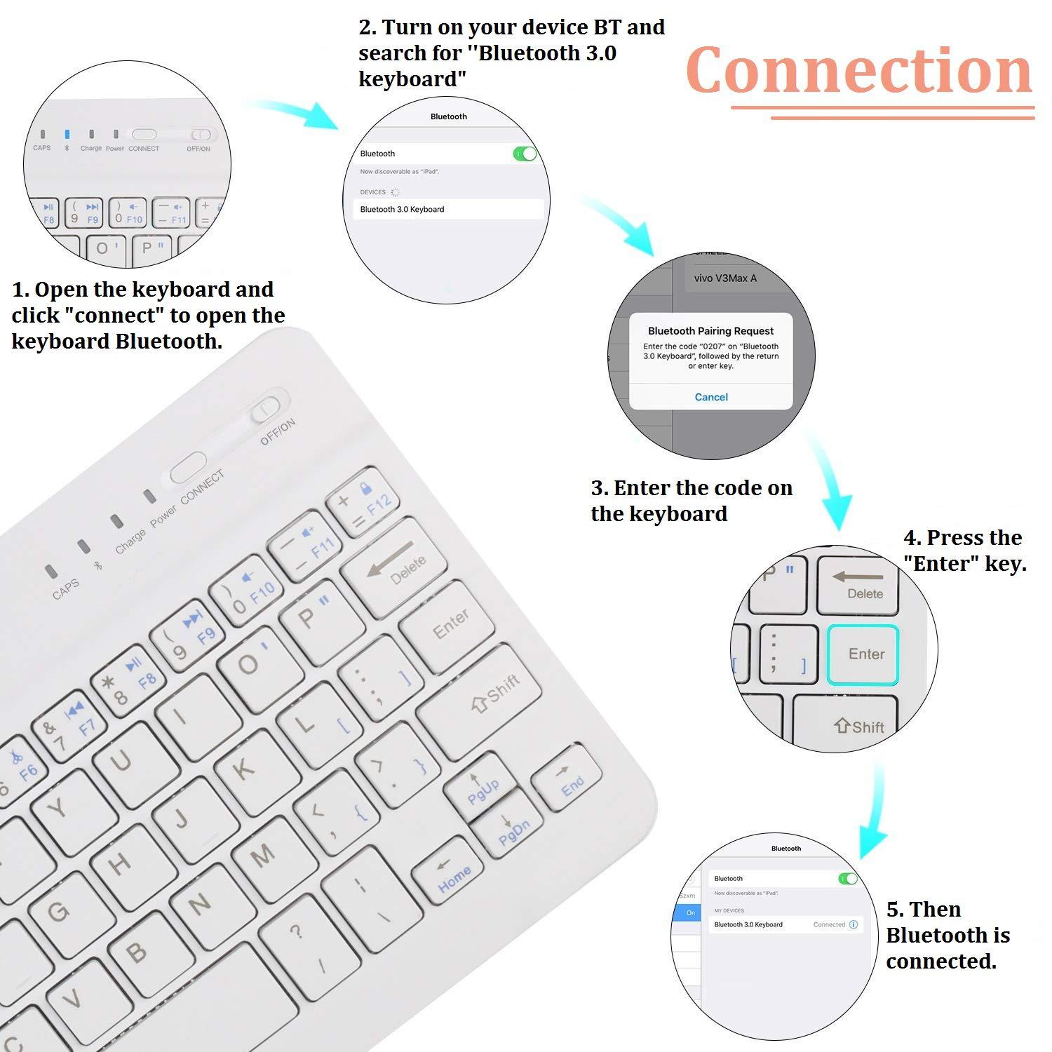 sengbirch ipad mini 5 case with keyboard, smart keyboard compatible with ipad mini 5th 2019 - ipad mini 4 - mini 3 - mini 2 &