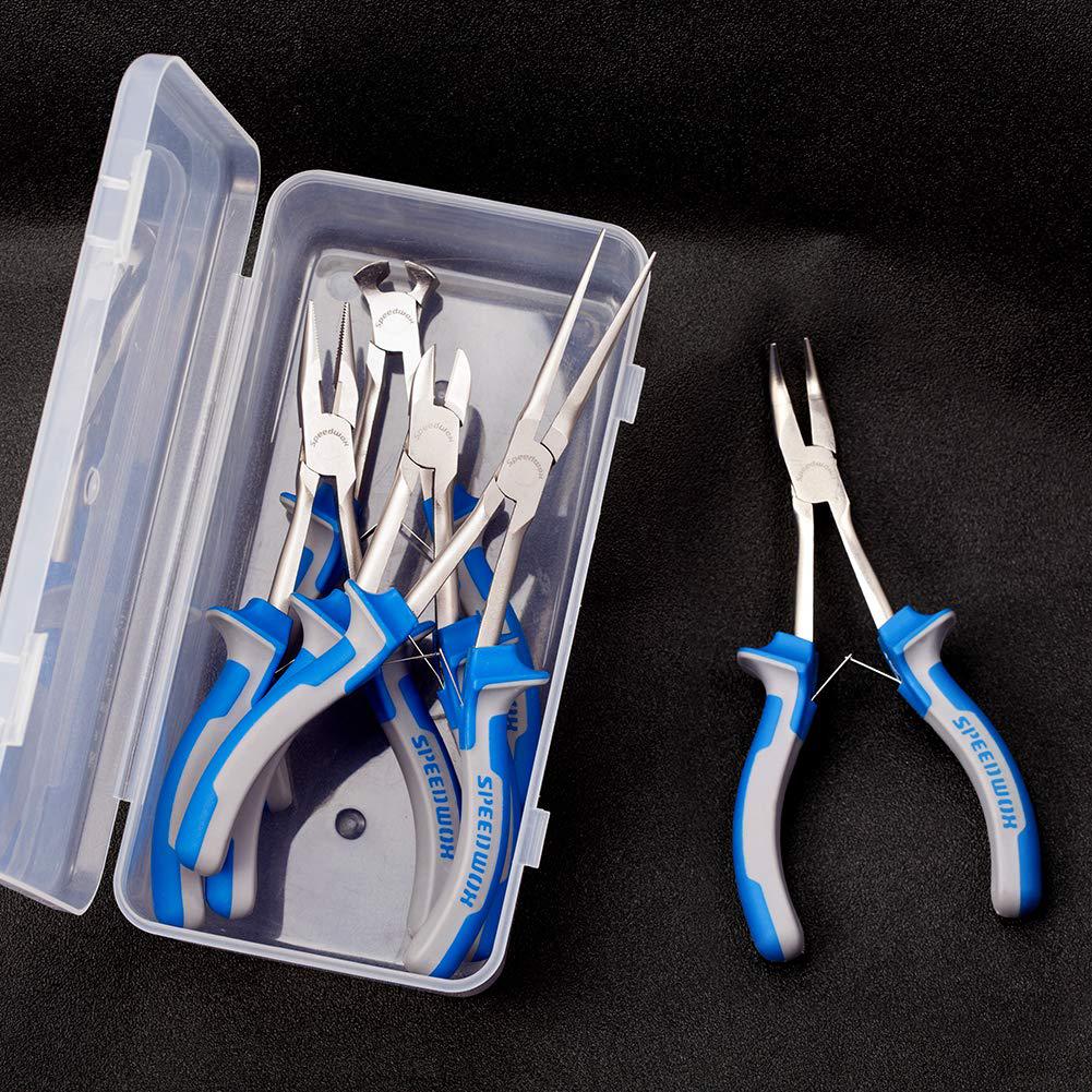 speedwox end nipper wire cutters pliers set professional 5 pcs needle pliers  set with case mini wire cutting pliers long nose