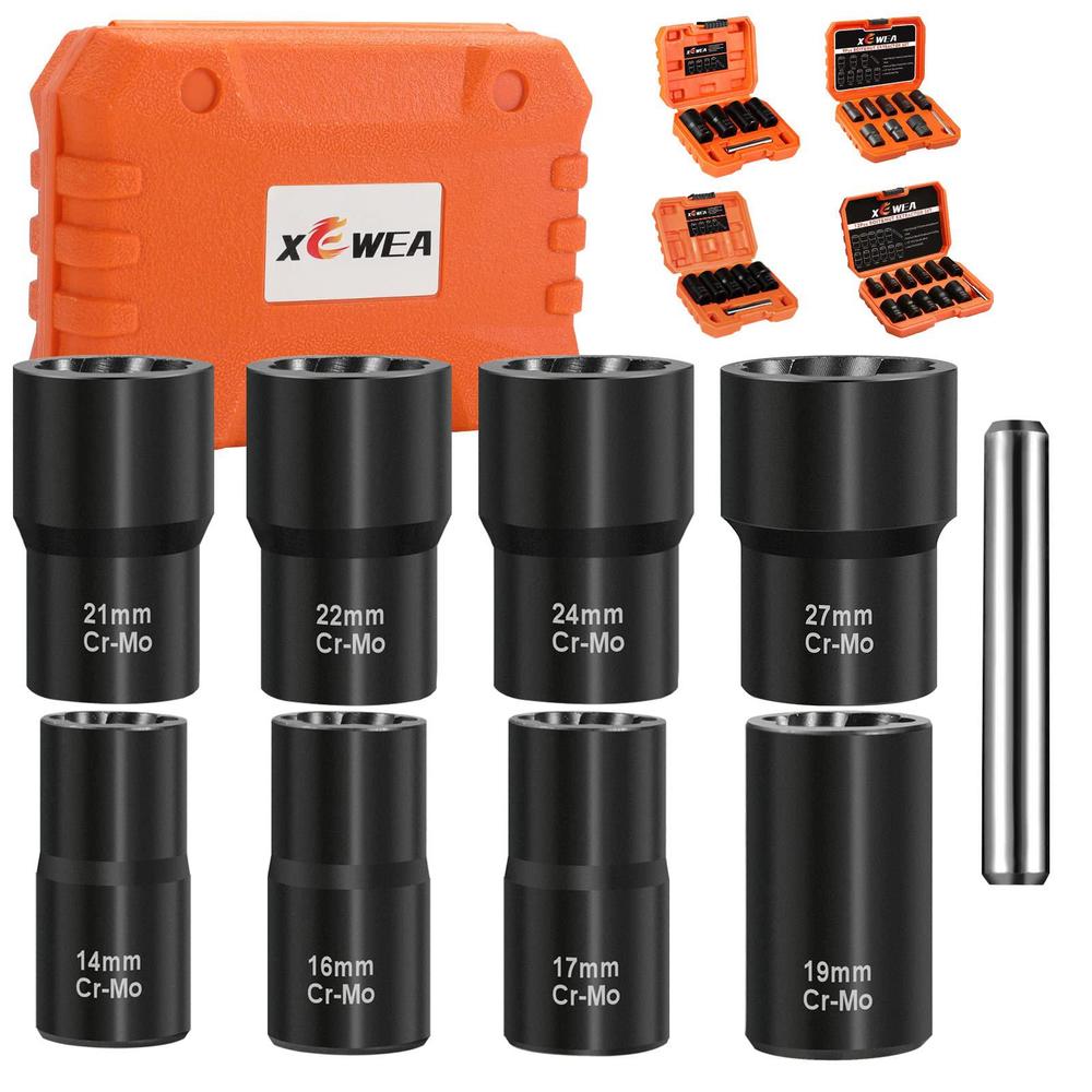 xewea screw&bolt extractor set and drill bit kit, easy out broken lug nut extraction socket set for damaged, frozen,studs,rus