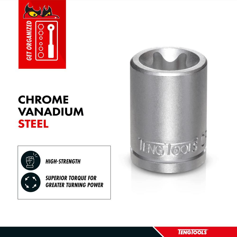 teng tools e6 1/4 inch drive female e-torx star tx-e chrome vanadium socket | mechanic tool | hand tool - m140706-c
