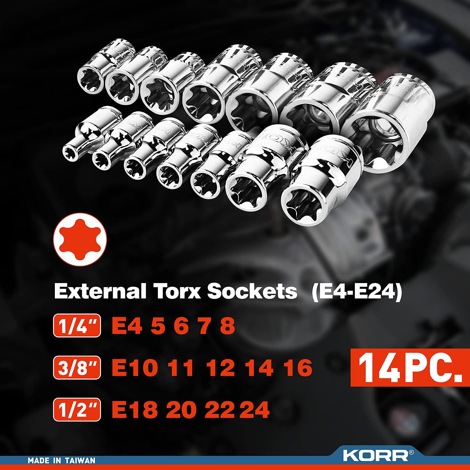 korr tools kss008 60pc torx bit socket and external torx socket set