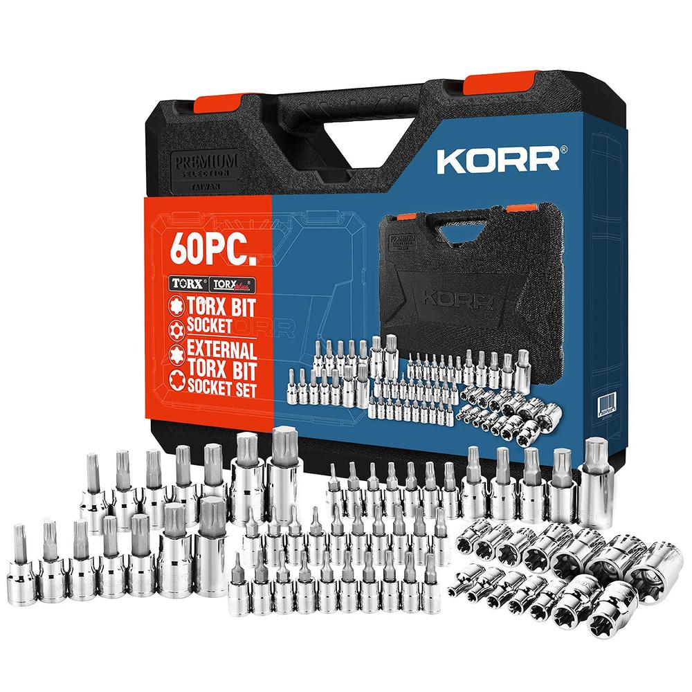 korr tools kss008 60pc torx bit socket and external torx socket set