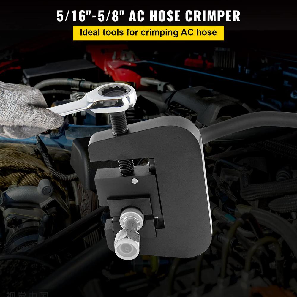 mophorn 7843b manual a/c hose crimper kit,handheld air hose crimper tool kit with 4 dies whole set #6#8#10#12,a/c hose crimpe