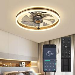fszdorj 2023 upgraded ceiling fan f105 gold ceiling fans with lights app & remote control, timing & 3 led color led ceiling f