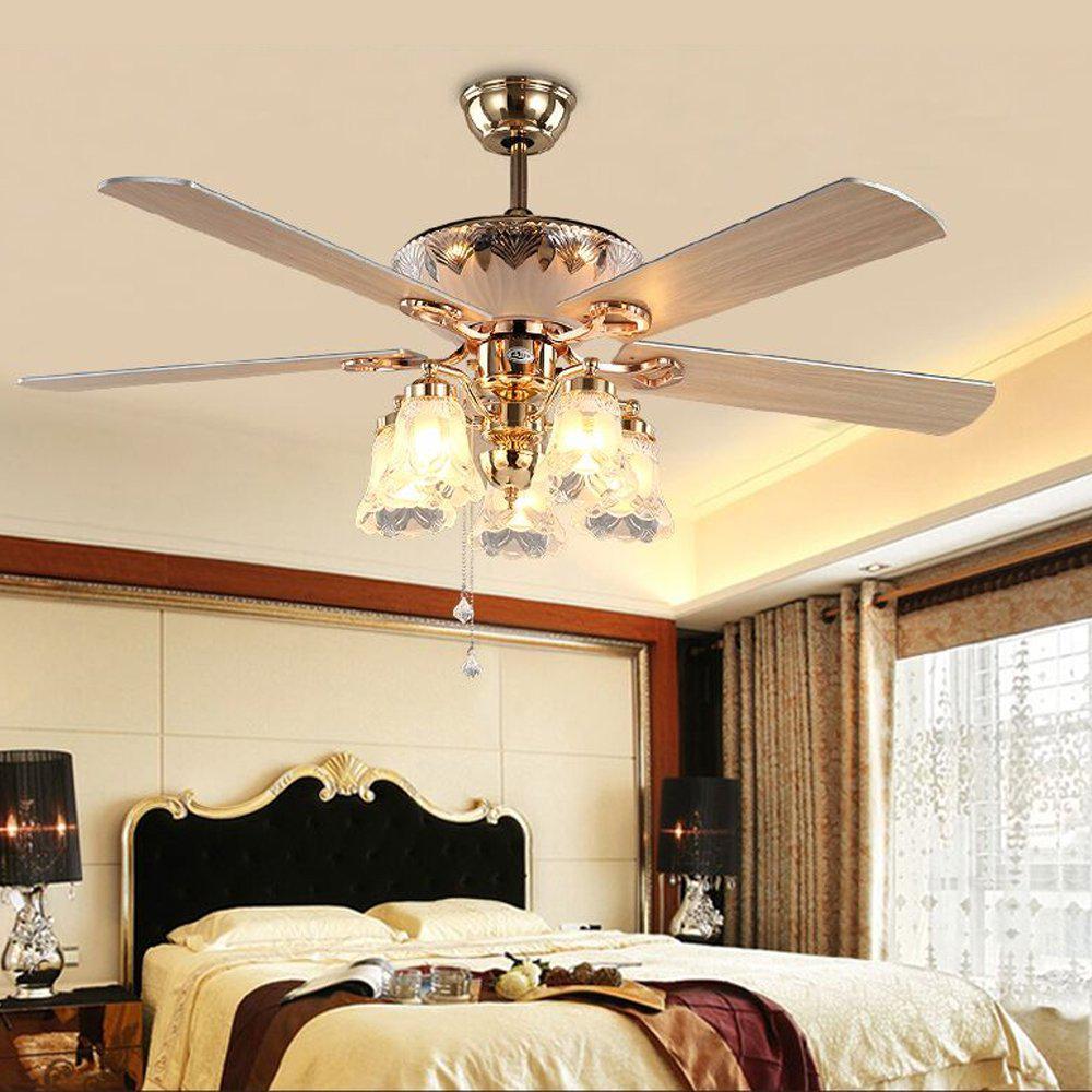 anfersonlight modern ceiling fan with 5 reversible blades 5 frosted light kit and remote control, quiet fan, ecological chand