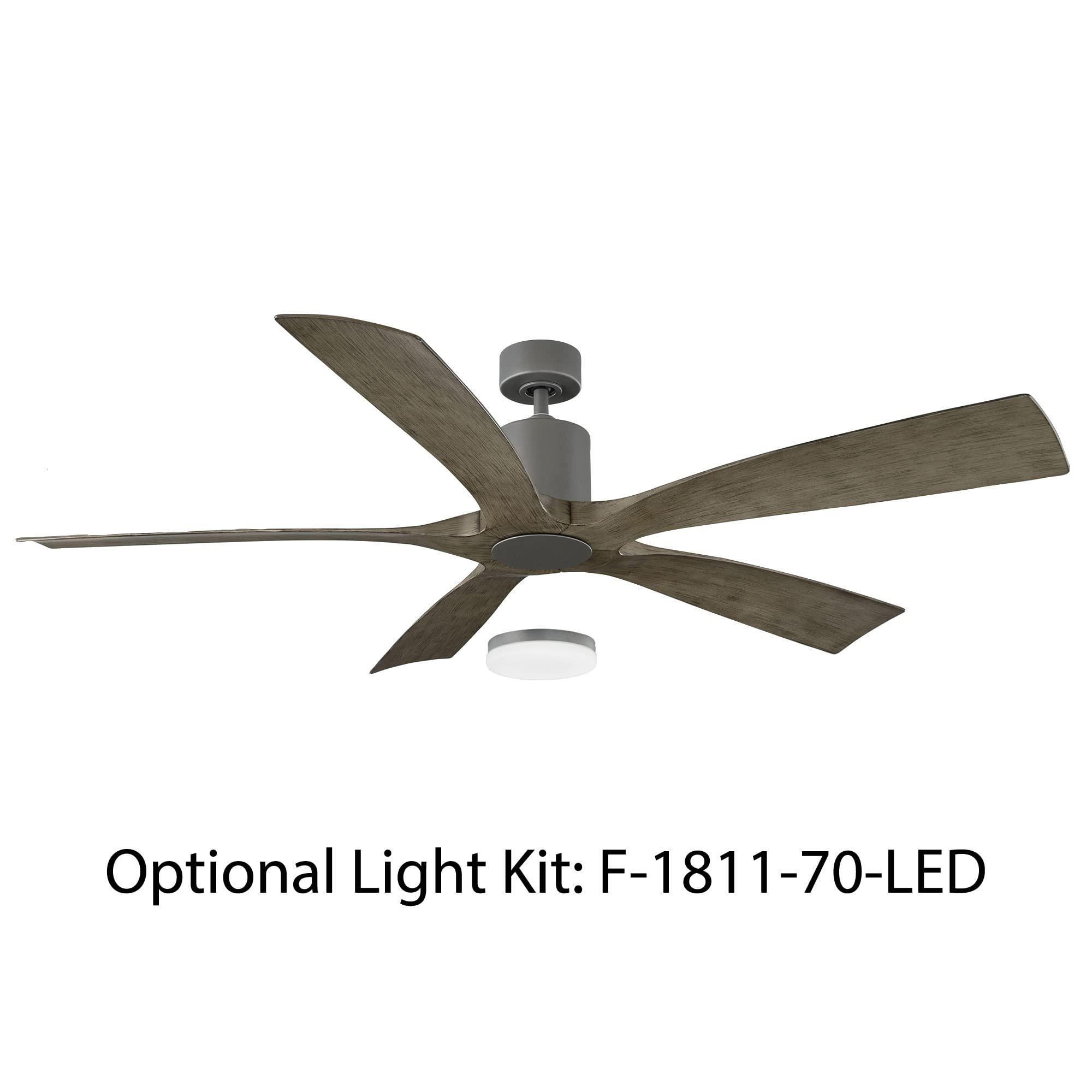 modern forms aviator 70in 1-light ceiling fan led light kit 3000k in graphite