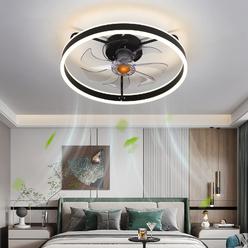 asyko ceiling fans with lights - modern flush mount low profile indoor ceiling fans with remote control, 20" enclosed bladele