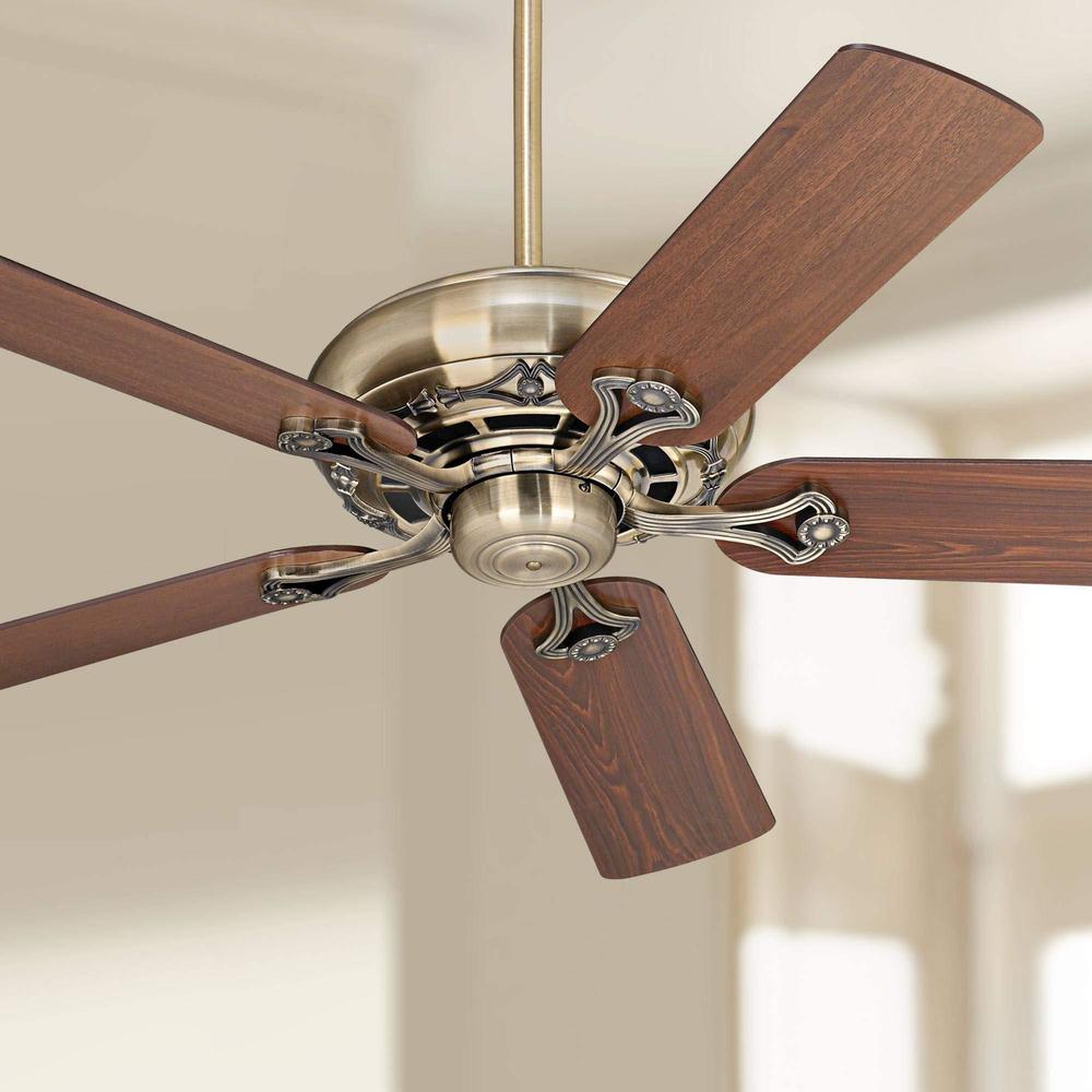 casa vieja 52" trilogy rustic farmhouse indoor ceiling fan antique brass walnut cherry low profile for living kitchen house b