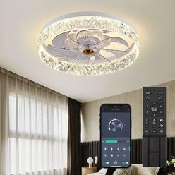 fszdorj 2023 upgraded ceiling fan f098 white ceiling fans with lights app & remote control, timing & 3 led color led ceiling 