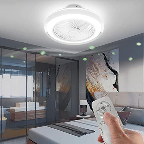 Smidow 20 inch ceiling fan with light, dimmable 3 color led lights modern indoor ceiling fan w/remote, low profile flush mount quiet