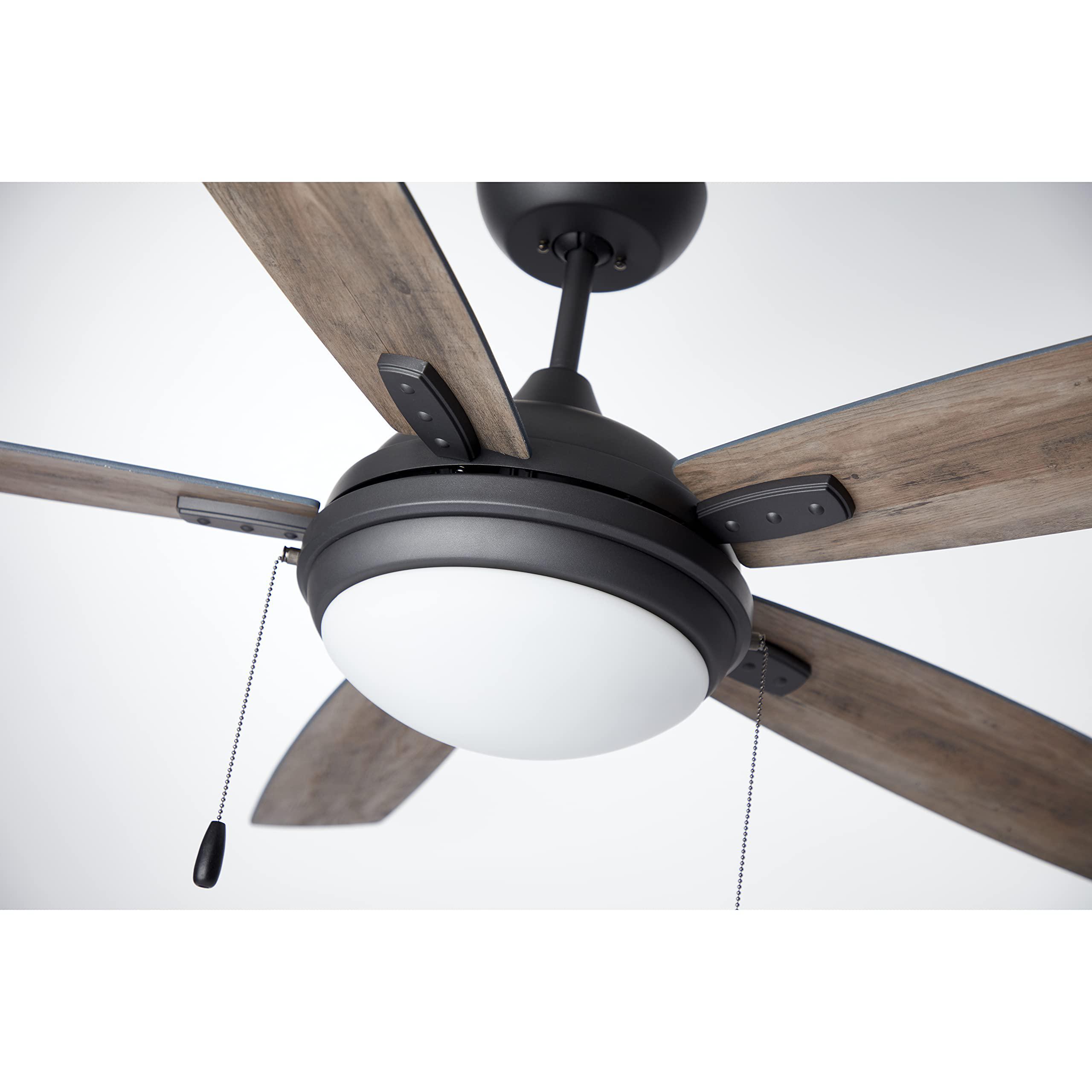 Luminance atticus 52 inch ceiling fan contemporary indoor fixture with integrated dimmable led lighting | includes 5 reversible gray/oa