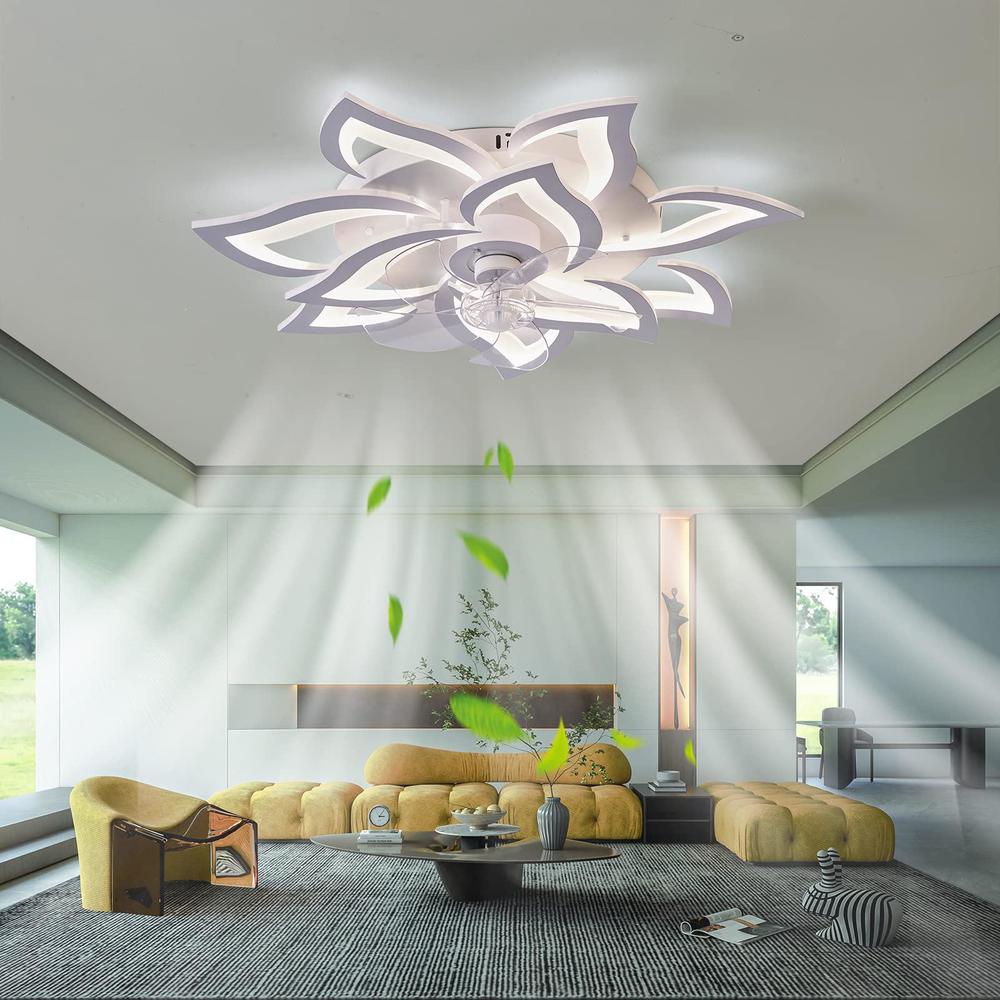 SUROTET ceiling fan with light,modern indoor flush mount ceiling fan with dimmable led light and remote control 3 color temperatures 