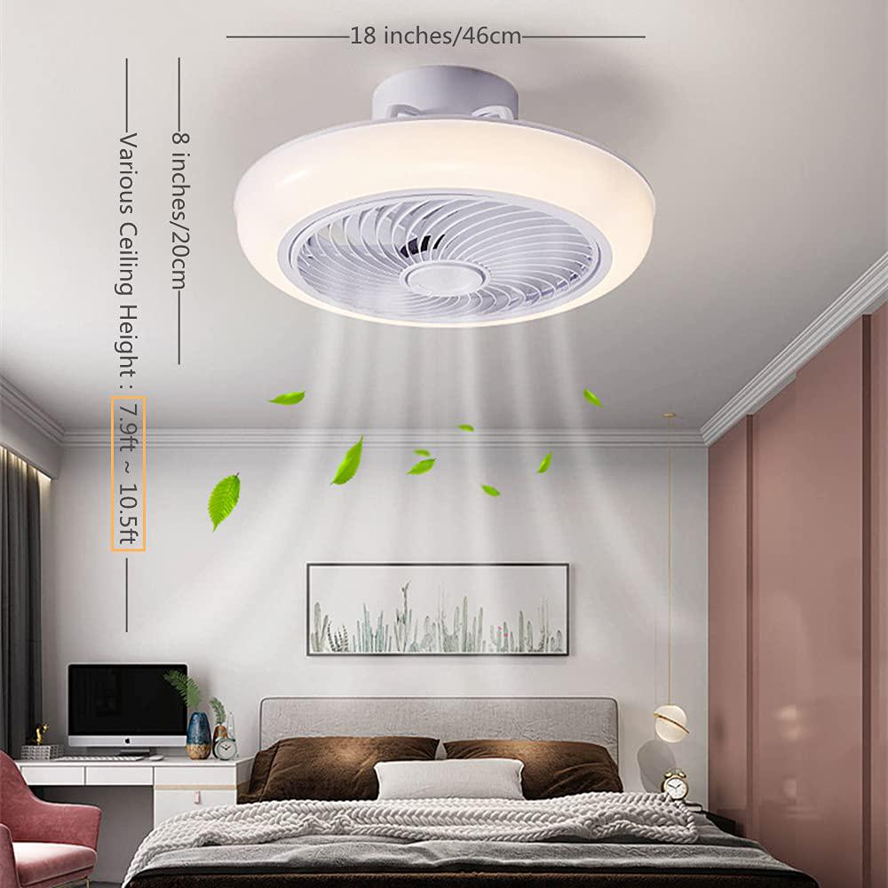 xiyun enclosed ceiling fan with lights,18in 72w remote control, 3 color temperatures, 10-level dimming, 3 gear wind speed fan