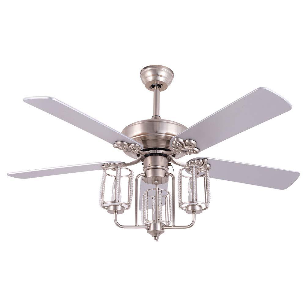 WUPYI modern ceiling fan with lights,52 inch ceiling fan chandelier with 5 wooden reversible blades,indoor ceiling fan with remote 