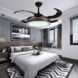 tfcfl 42" ceiling fan light, modern simple luxury black ceiling fan light, invisible ceiling fan modern dimmable chandelier l