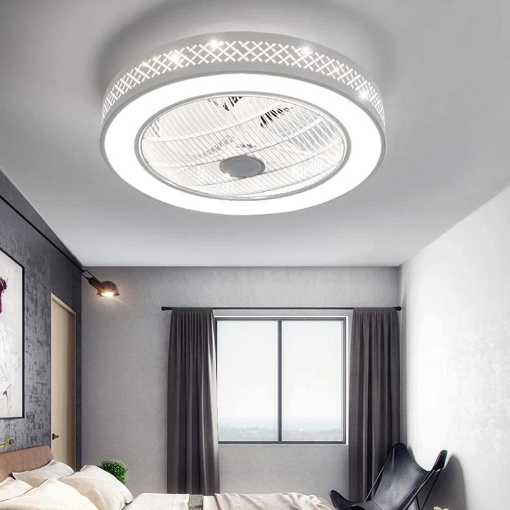 cethrio modern ceiling fan with light - 20 inch 36w semi flush mount fan light remote control - low profile white a