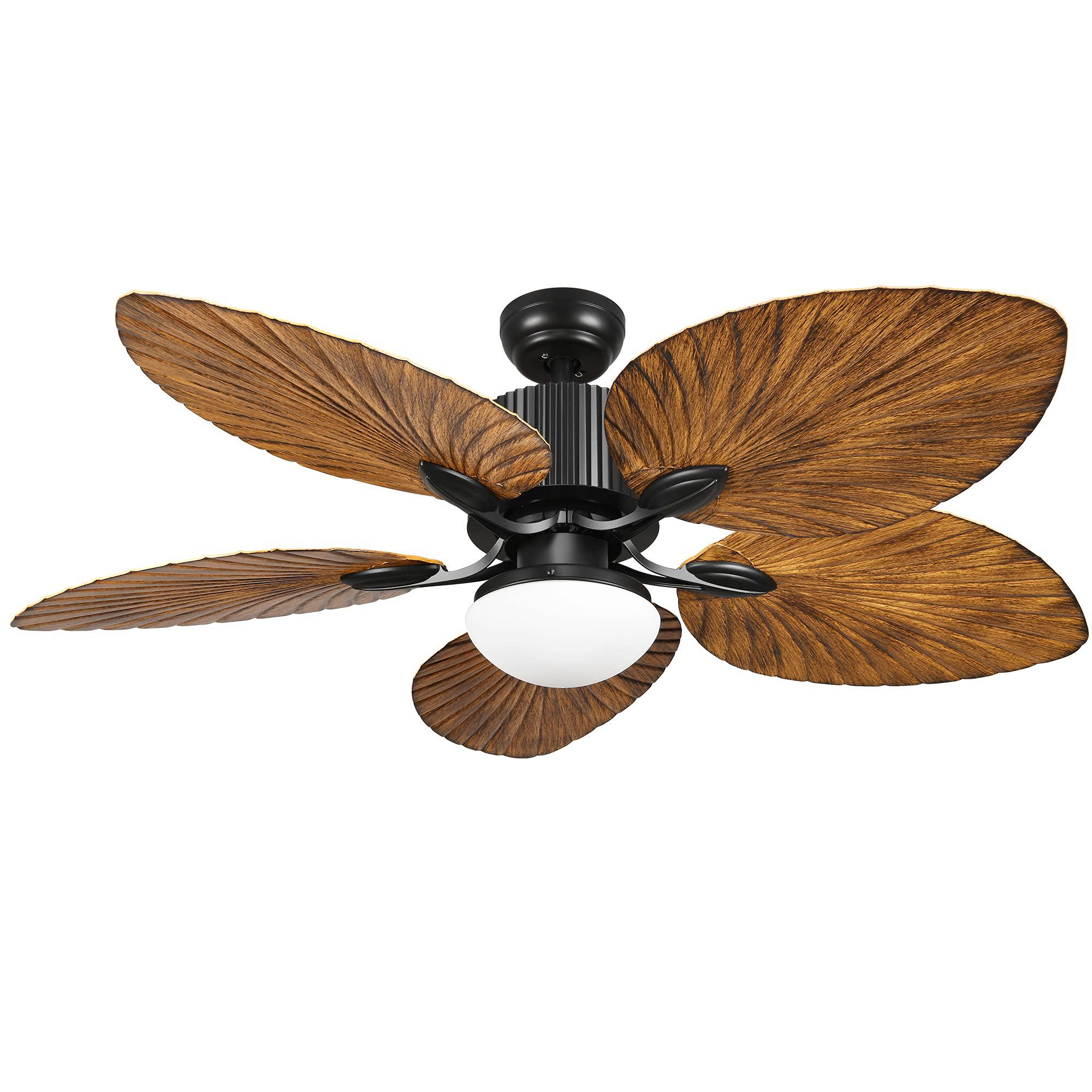 yitahome tropical ceiling fan with led light and remote control 52 inch palm reversible fan light with memory function 5 leaf