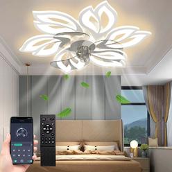 besketie 25.6" bladeless ceiling fan with lights, flush mount ceiling fan with dimmable led fan light and remote control, 3 c
