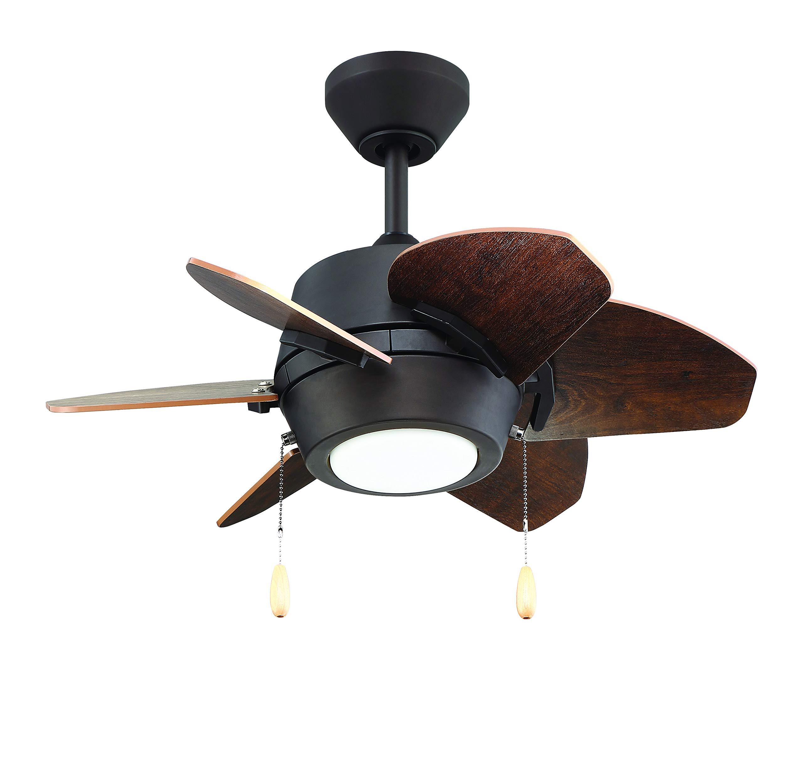 howplum oil rubbed bronze dual mount 6-blade ceiling fan 24-in. led light kit with cherry or driftwood blades