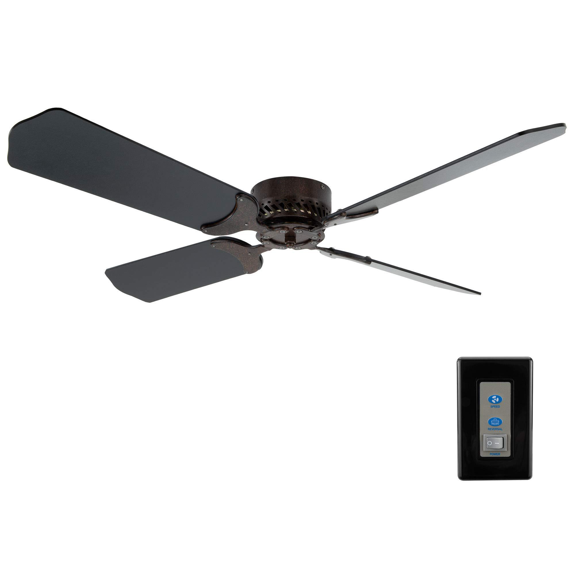 recpro rv ceiling fan | 12v | 42" brushed nickel/rubbed bronze finish | 4 blades | includes switch (rubbed bronze - black)
