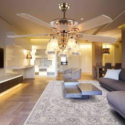 anfersonlight golden ceiling fan light with 5 reversible blades and remote control, modern quiet fan 52-inch chandelier fan l