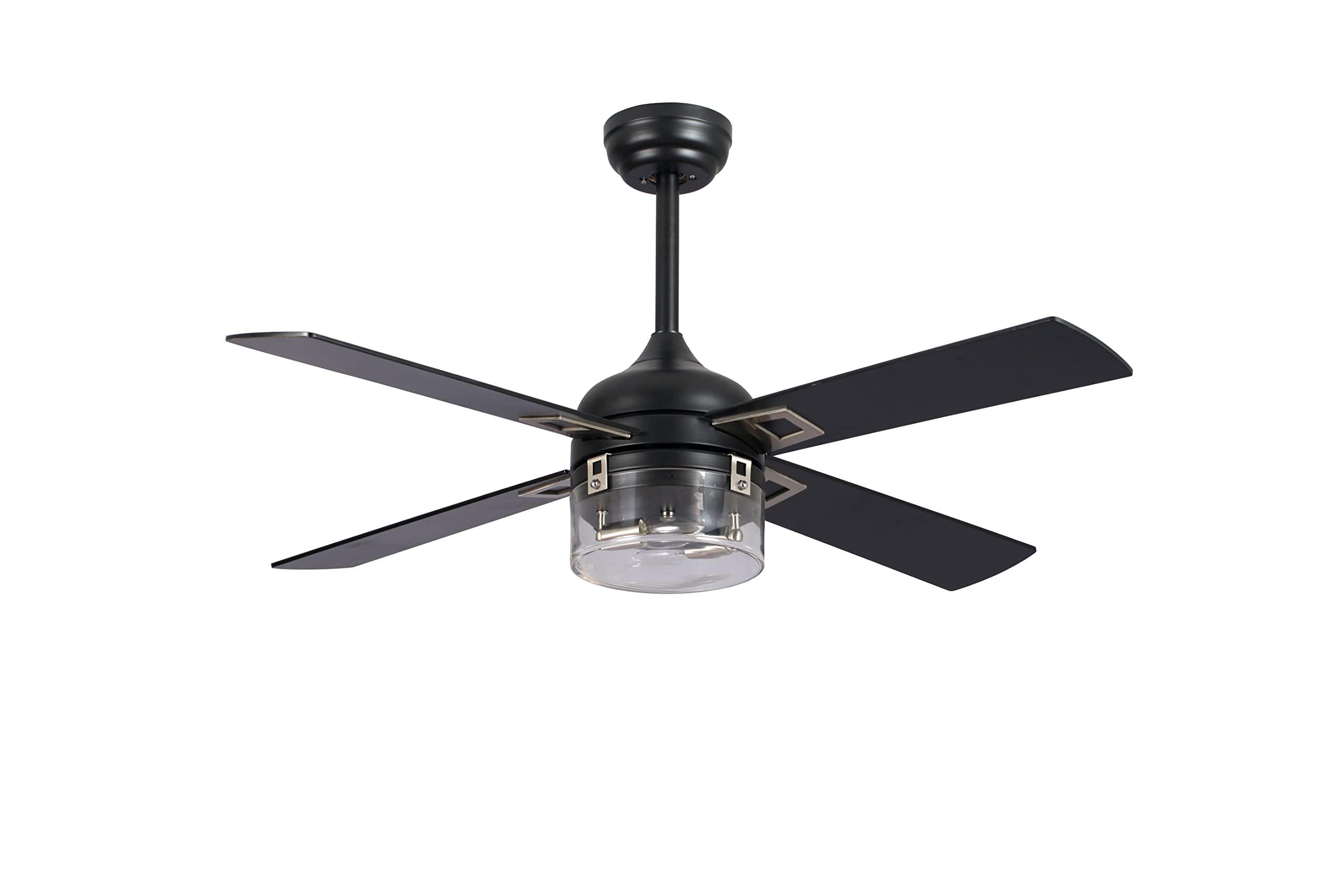 jese 48 inch low profile ceiling fan with led light and remote control,ceiling fan with 4 blades, ac motor, matte black