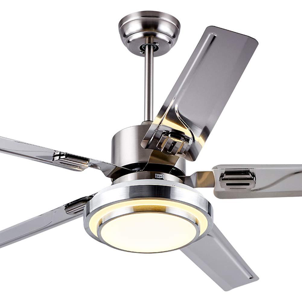 fandian 48" modern ceiling fans with lights remote control reversible fan, stainless steel blades, 3 speeds and 3 color chang