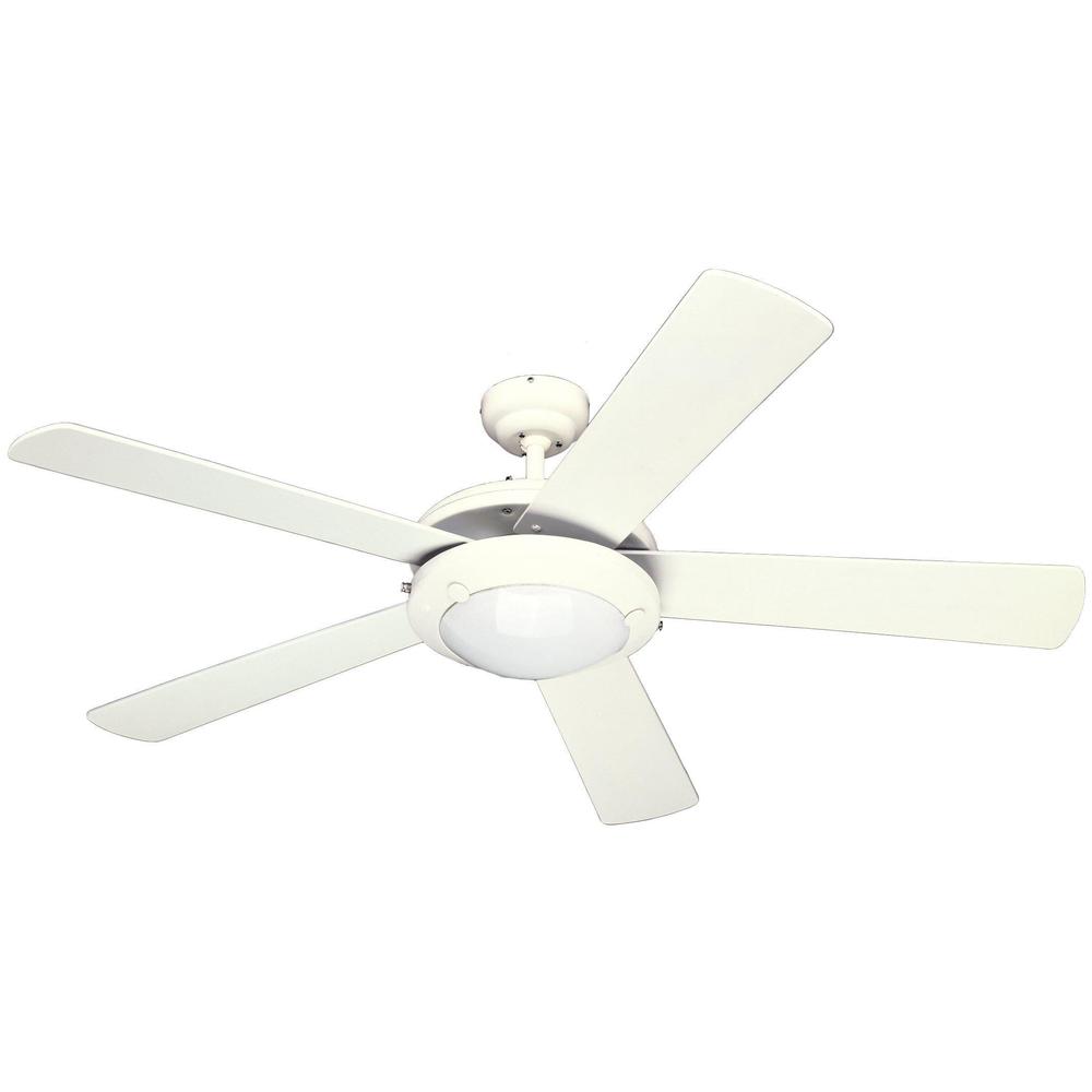 westinghouse lighting 7801765 downrod mount, 5 white blades ceiling fan with 61 watts light, white