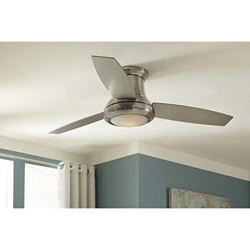 harbor breeze sail stream 52-in brushed nickel flush mount indoor ceiling fan with light kit and remote (3-blade)