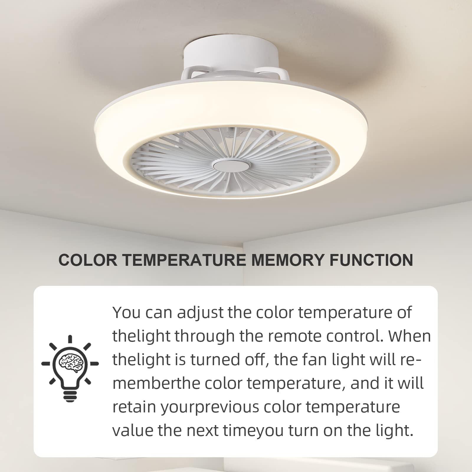 LHLYCLX modern 18'' ceiling fans with lights flush mount, 3 color dimmable led ceiling fan remote control, low profile enclosed ceili