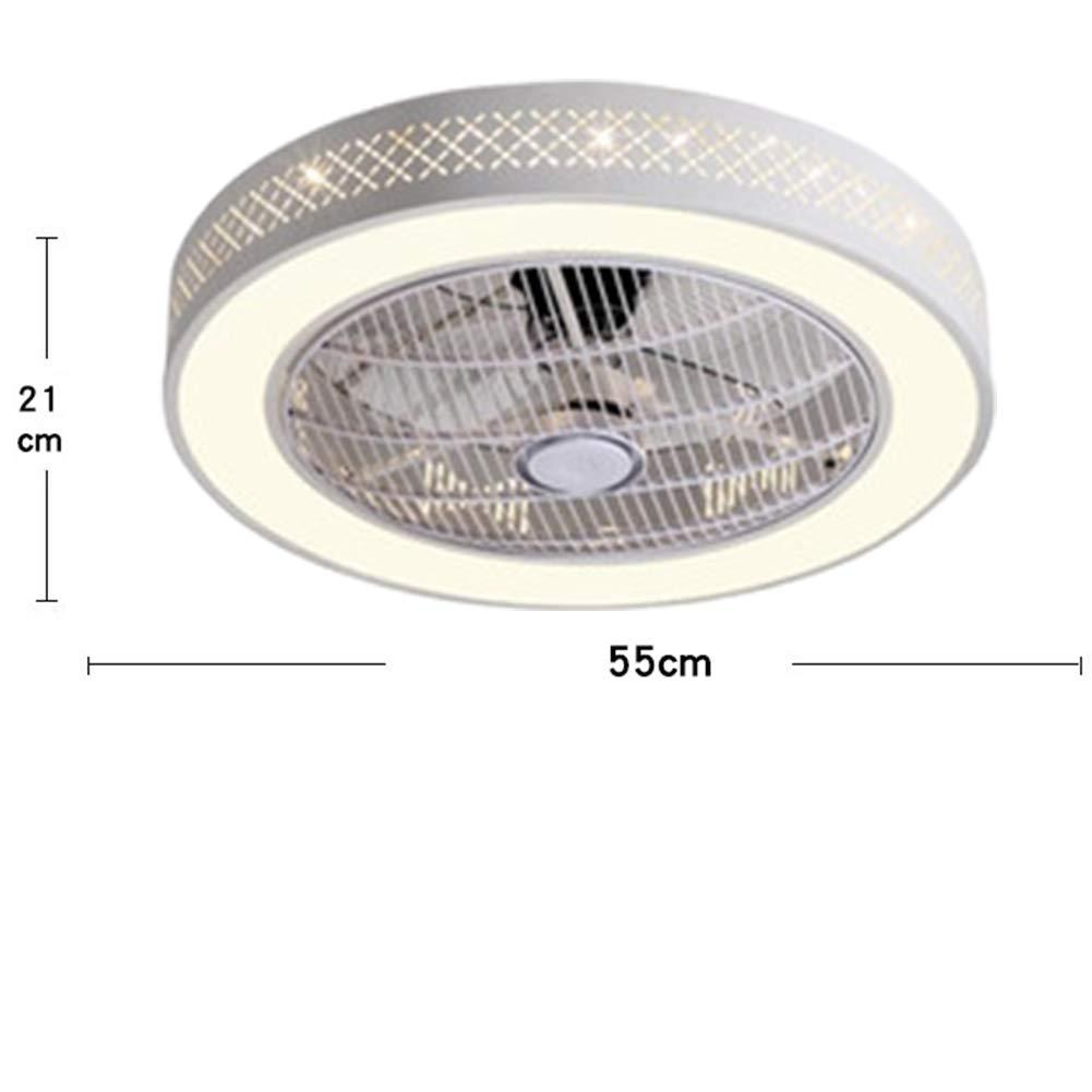 DMXM ceiling fan with light, remote control led 3 dimmable 3 wind speed, semi flush mount invisible acrylic blades enclosed low pr