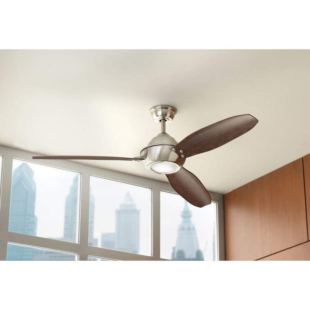 home decorators collection aero breeze 60 inch integrated led indoor/outdoor brushed nickel ceiling fan with light kit and re