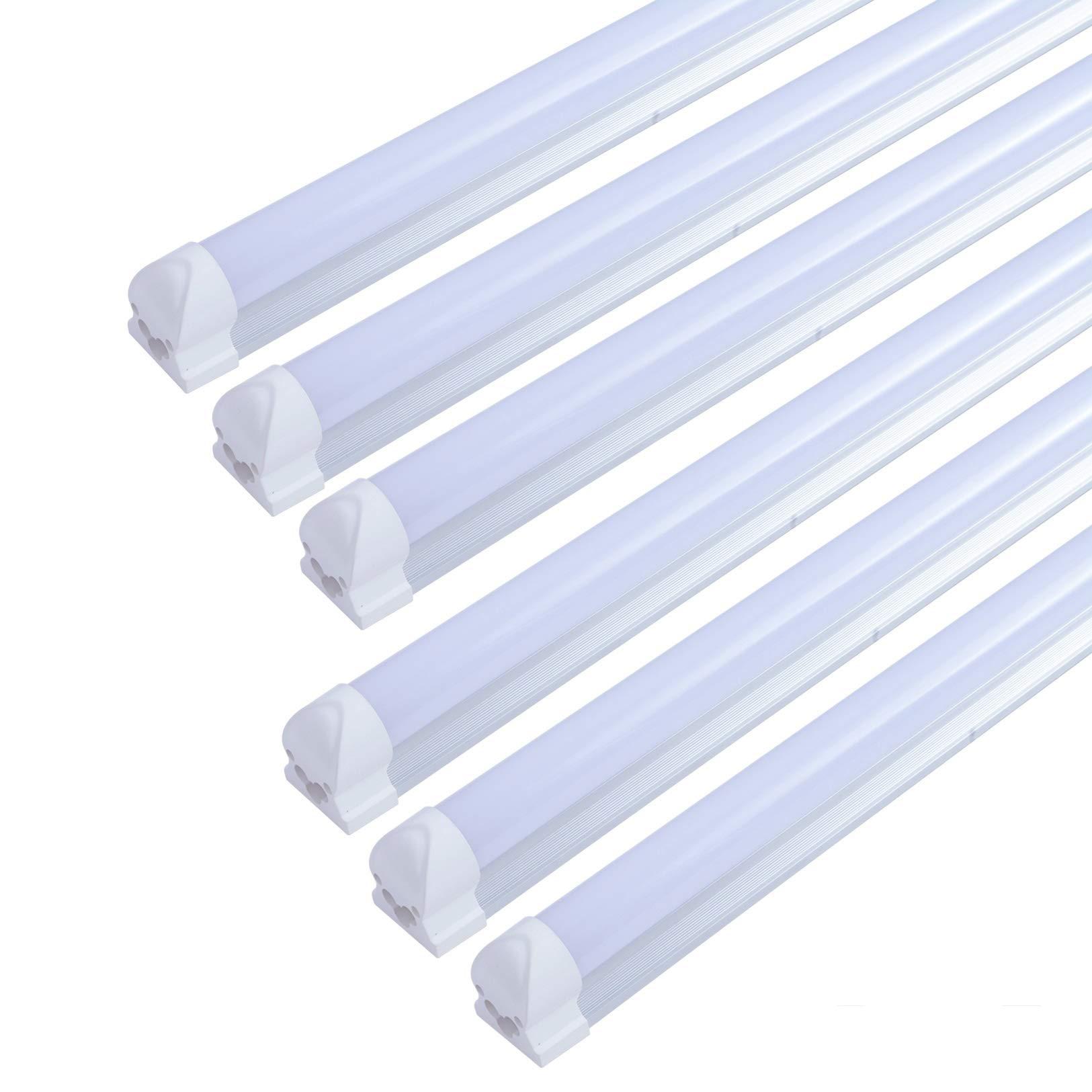 signmark 6 pack t8 4ft 24w led integrated tube light fixture,shop light with on/off switch power line,utility linkable lighting daylig