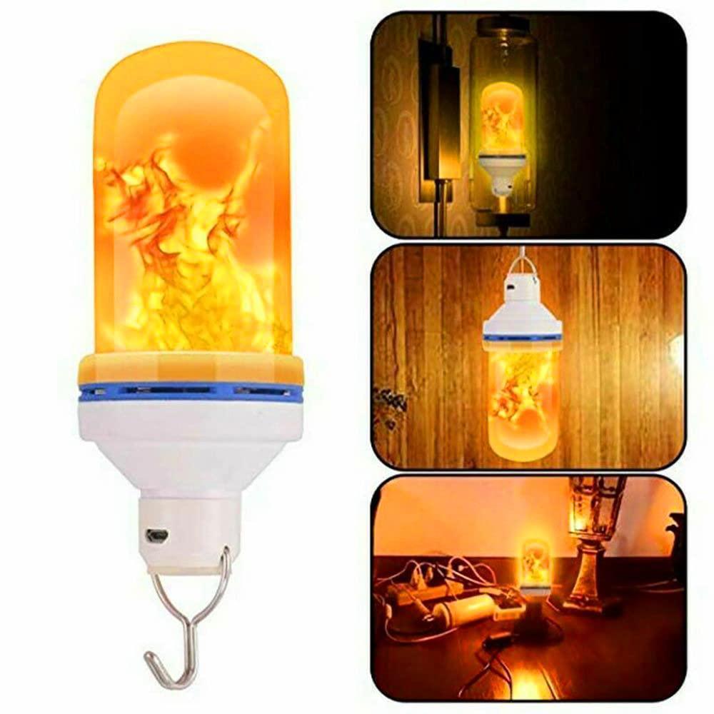 best to buy 3-pack 7w led flame bulb, rechargeable flame light bulb battery operated and usb powered with 3 modes and upside 