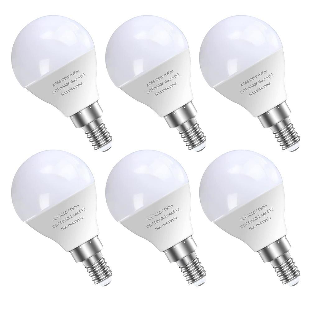 gosche 6 pack bright ceiling fan light bulbs, 60 watt equivalent, daylight 5000k, e12 led bulb, a15 shape candelabra base cha