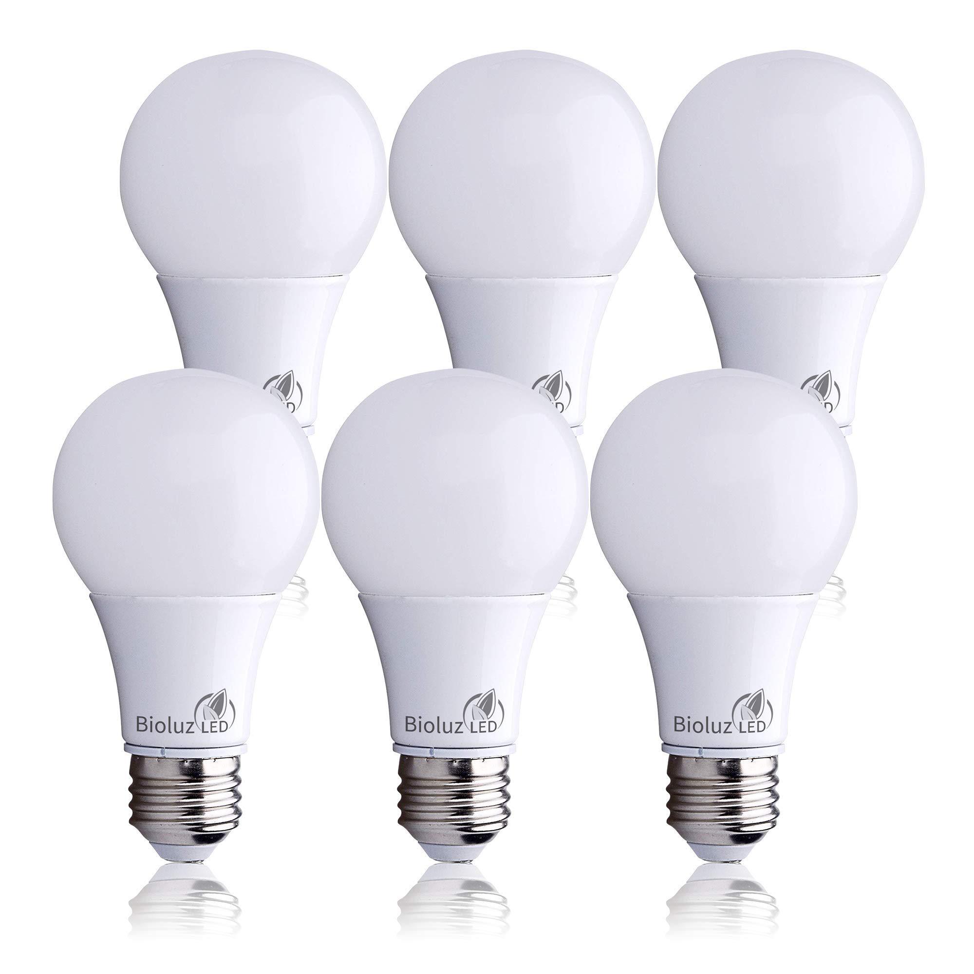 bioluz led 40 watt led light bulbs 4000k cool white 6 watts = 40w non-dimmable a19 led light bulbs 6 pack