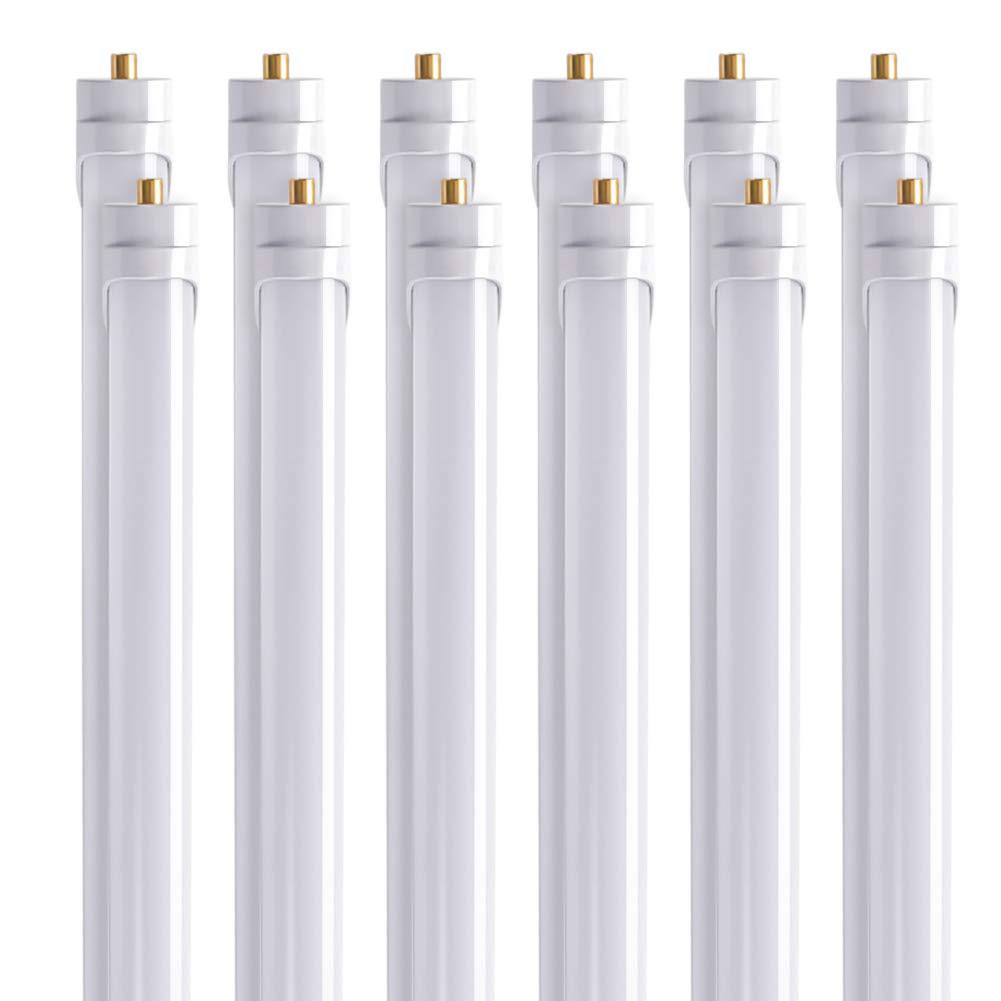 barrina (pack of 12 t8 t10 t12 led light tube, 8ft, 44w (100w equivalent), 6500k, 4500 lumens, frosted cover, dual-ended powe