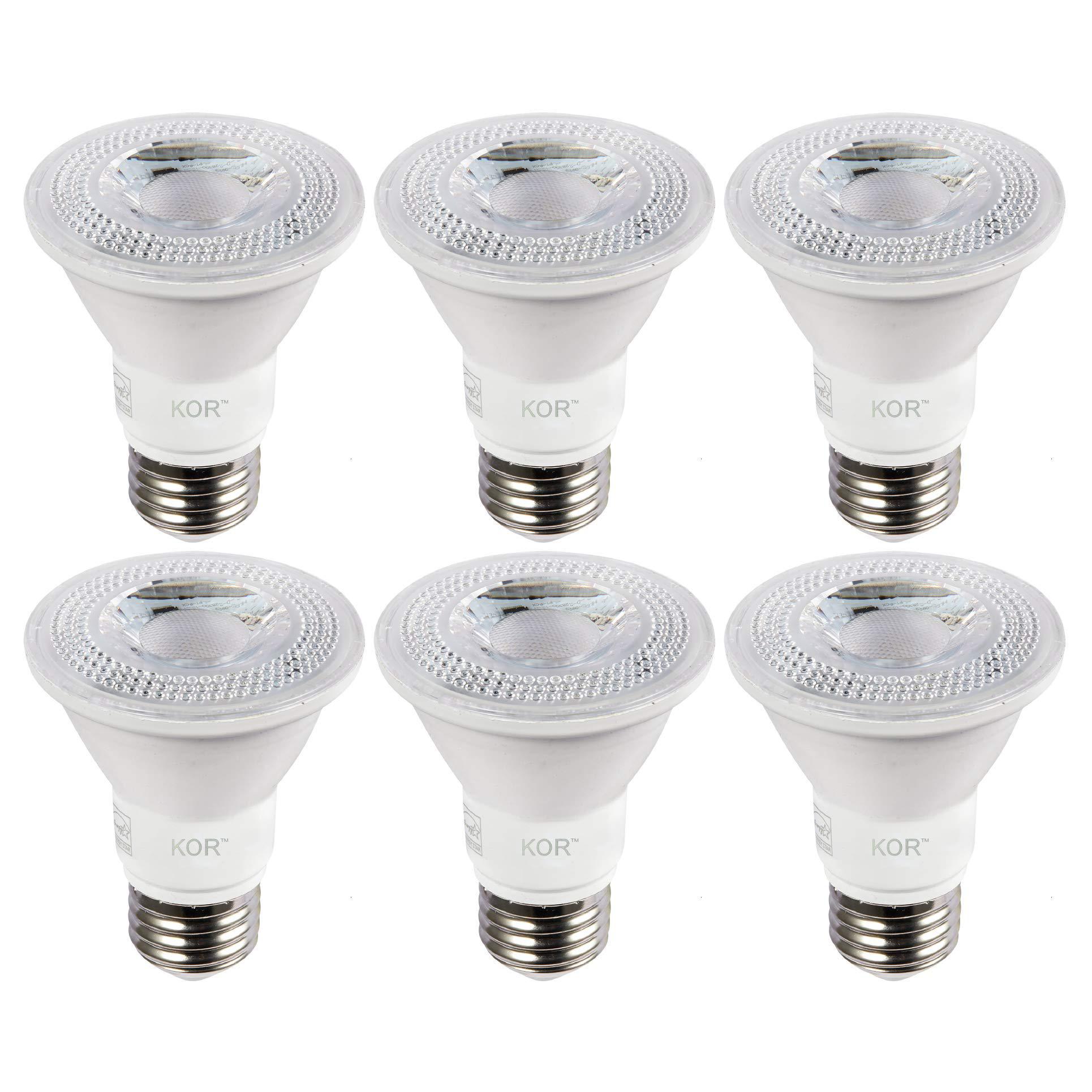 KOR (pack of 6) kor led par20 light bulbs, 8w (replaces 50w 50par20