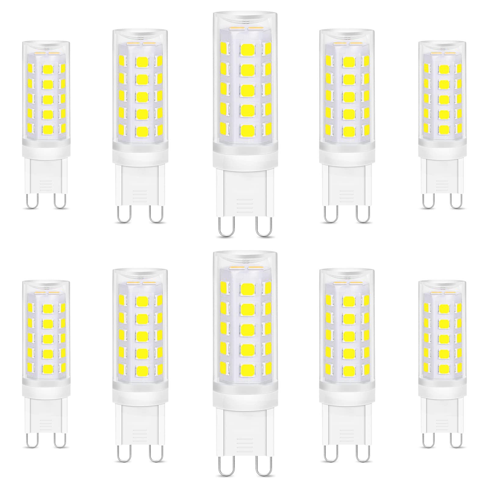 LIgHTNUM lightnum g9 led light bulbs, 10 pack 6000k daylight white led bulbs, 30 watt halogen lamp equivalent, ceramic pin base, no