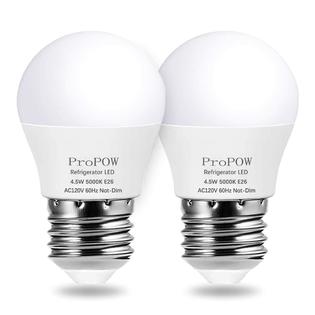 ProPOW LED Refrigerator Light Bulb 40 Watt Equivalent 120V 4.5W Fridge Bulbs Daylight White 5000K E26 Medium Base, Energy Saving A15