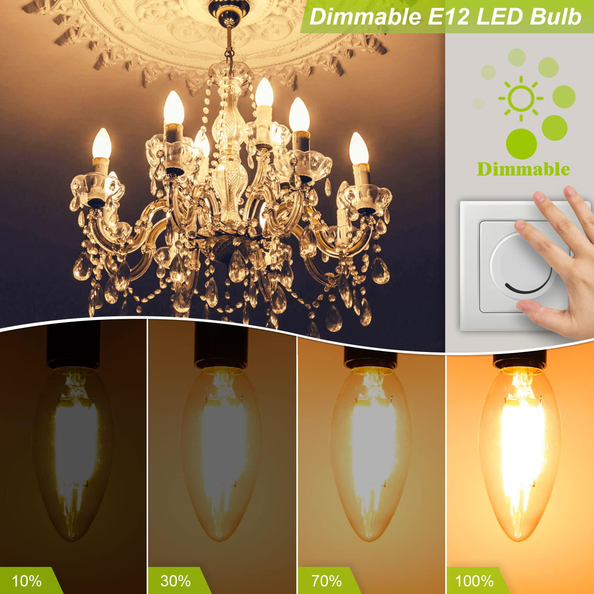 GOLSPARK dimmable candelabra led light bulb 40w equivalent, e12 chandelier light bulbs warm white 3000k , 400lm, cri 85+, b11 type b c