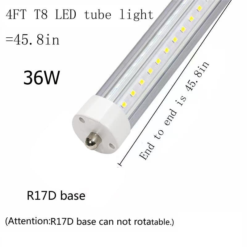 gocuces t8 led tube light 4ft 36w for 45.8" f48t12 60w fluorescent bulbs replacement,fa8 single pin base,v shape white 6500k,