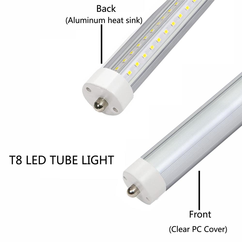 gocuces t8 led tube light 4ft 36w for 45.8" f48t12 60w fluorescent bulbs replacement,fa8 single pin base,v shape white 6500k,