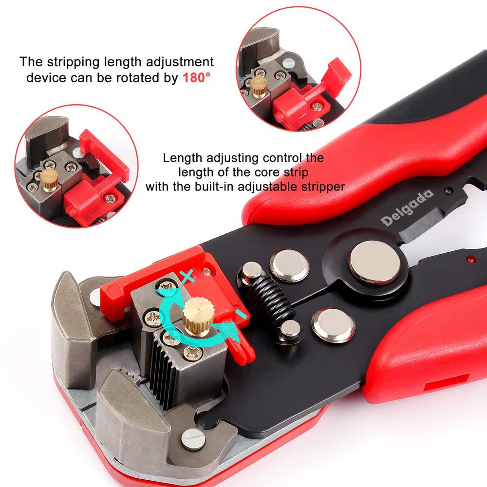 delgada wire stripper tool and wire stripper with wire stripping tool and wire stipping plier for stripping wire from awg 24-