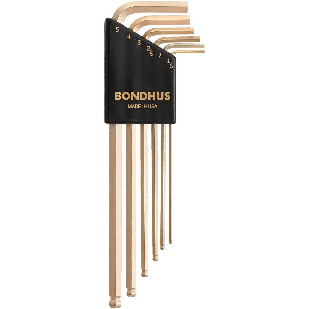 Bondhus set 6 goldguard plated ball end l-wrenches 1.5-5mm