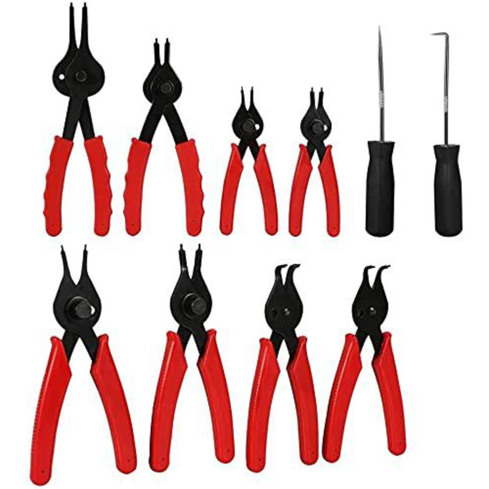 GOTOTOP snap ring pliers set, 11pcs heavy duty circlip plier snap ring plier external internal kit retaining snap ring and circlip re