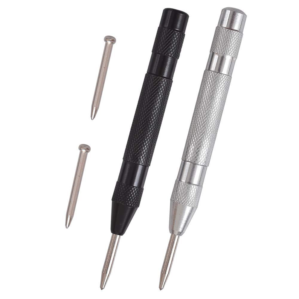 cozihom 2 pack automatic center punch, 5 inches spring loaded center hole punch, adjustable tension, with 2 replacement tips