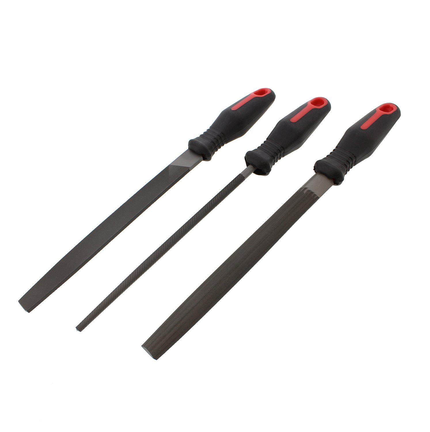 abn hand deburring file 3-piece set - deburr kit of large files for metal sharpening and wood hole shaping